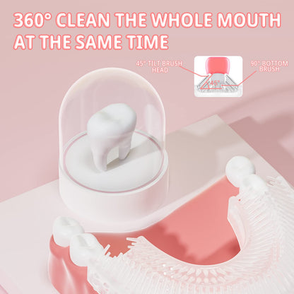 ELOTAME Kids U-Shaped Electric Toothbrush – Unicorn Pink, 6 Modes, Rechargeable, IPX7