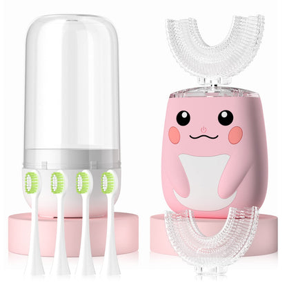 ELOTAME Kids U-Shaped Electric Toothbrush - 6 Modes, 360° Cleaning, IPX7, Pink
