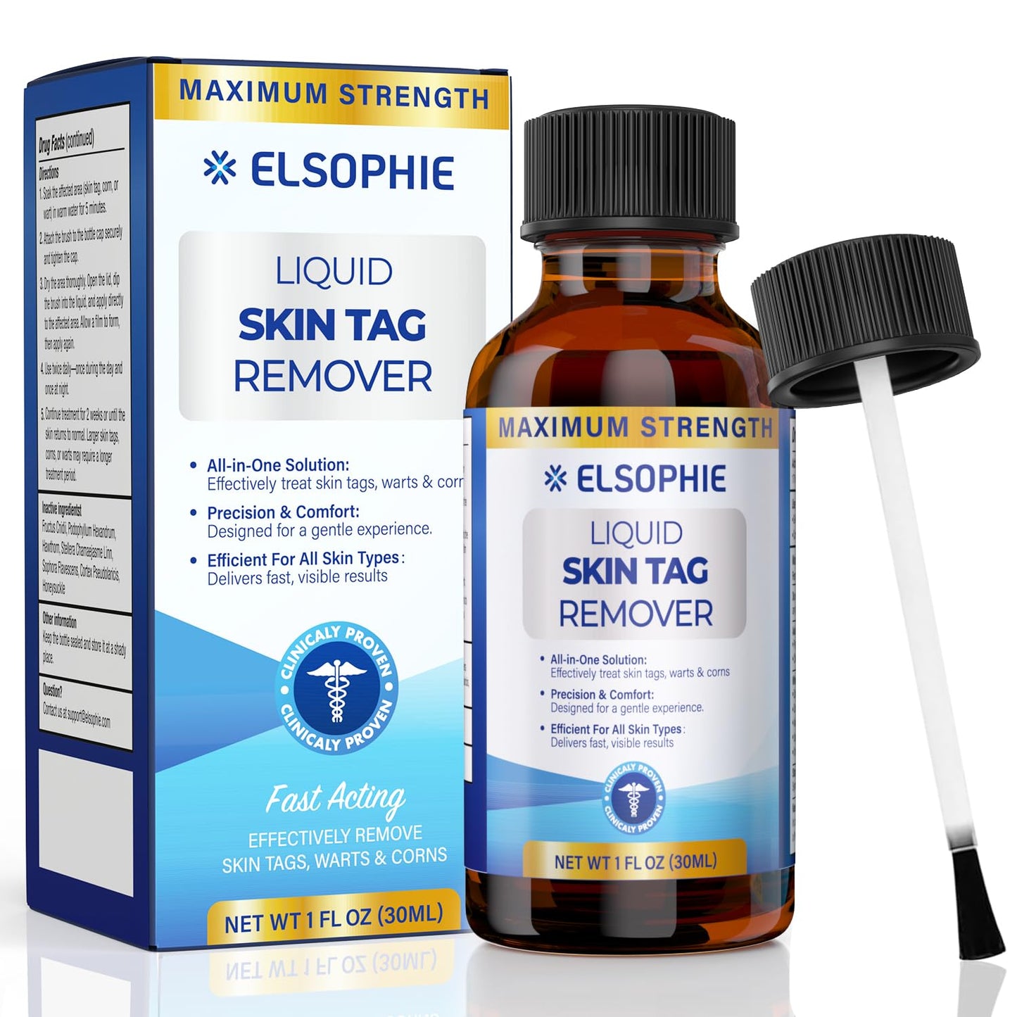 Elsophie Fast-Acting Skin Tag Removal Freeze Away – Maximum Strength Salicylic, All-in-One 30 ml