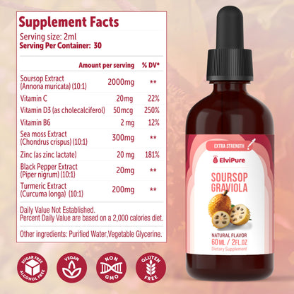 ElviPure Soursop Bitters Drops – Organic Graviola Extract, Immune Support