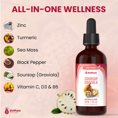 ElviPure Soursop Bitters Drops – Organic Graviola Extract, Immune Support