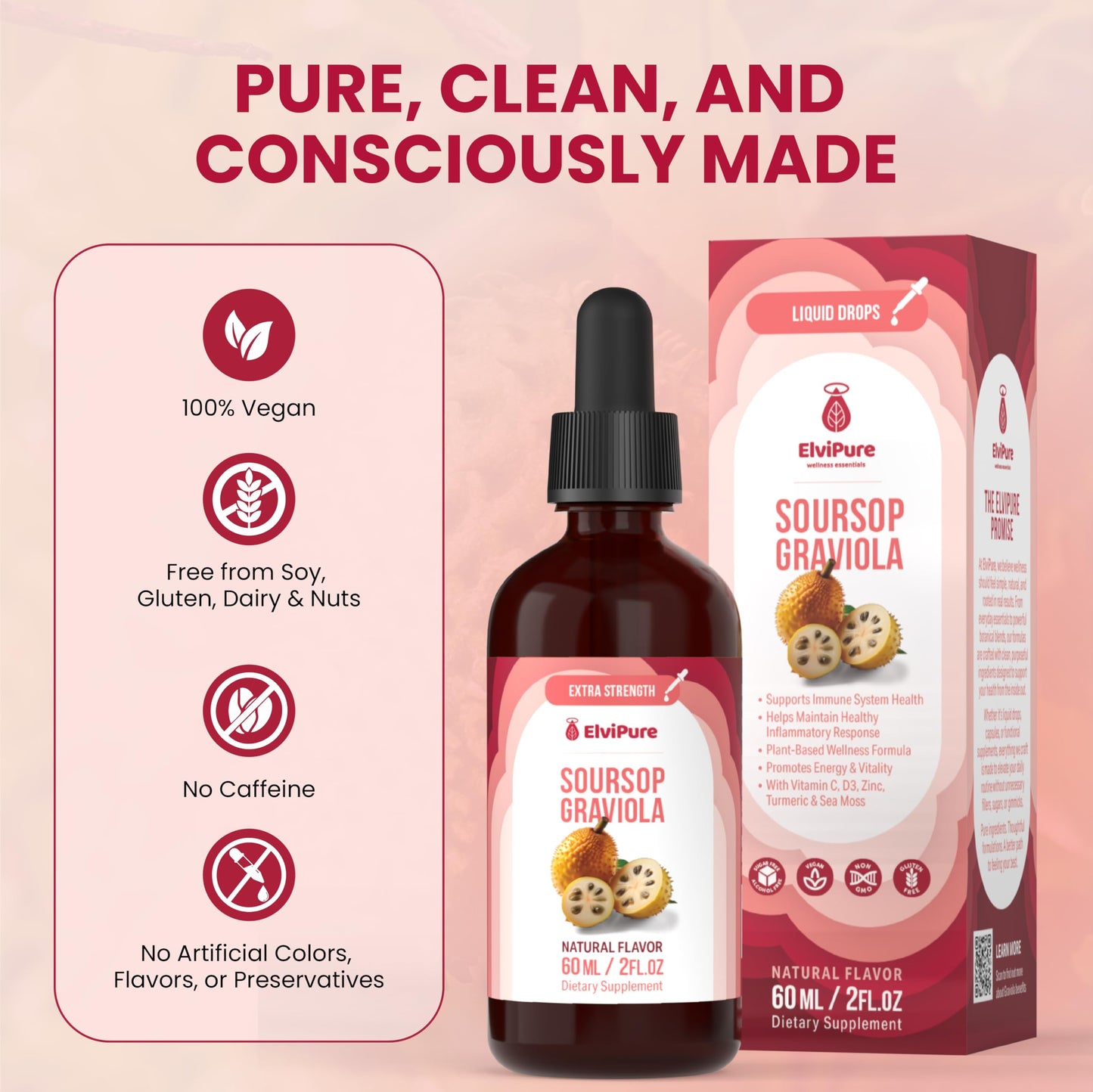ElviPure Soursop Bitters Drops – Organic Graviola Extract, Immune Support