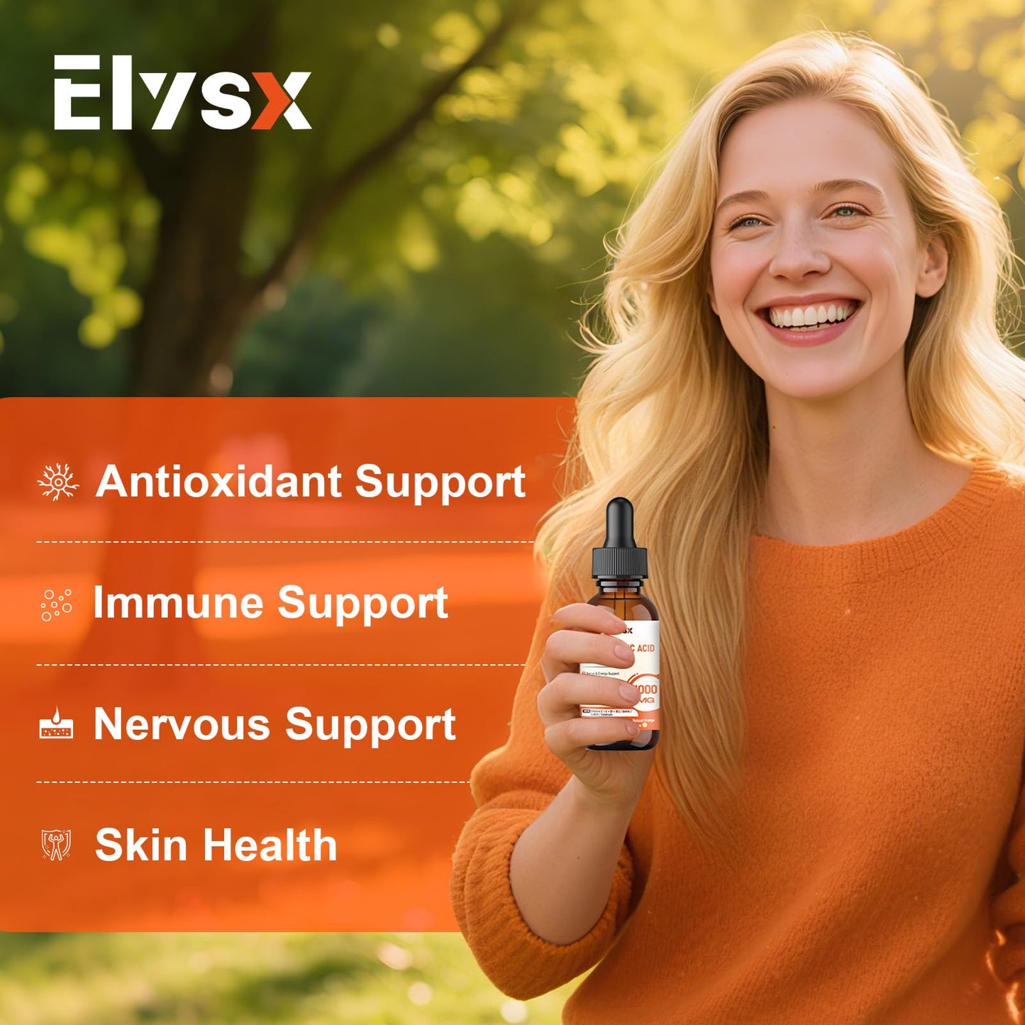 Elysx Alpha Lipoic Acid Liquid Drops 1000mg – Nerve & Antioxidant Support, Orange Flavor, 2oz