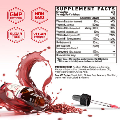 Elysx Liposomal Red Yeast Rice Drops with CoQ10 | Cholesterol Support, Immune & Heart Health