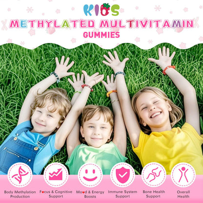 Elysx Kids Methylated Multivitamin Gummies – Immune & Brain Support, Strawberry, 60 Count