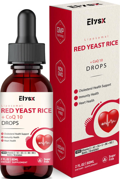 Elysx Liposomal Red Yeast Rice Drops with CoQ10 | Cholesterol Support, Immune & Heart Health