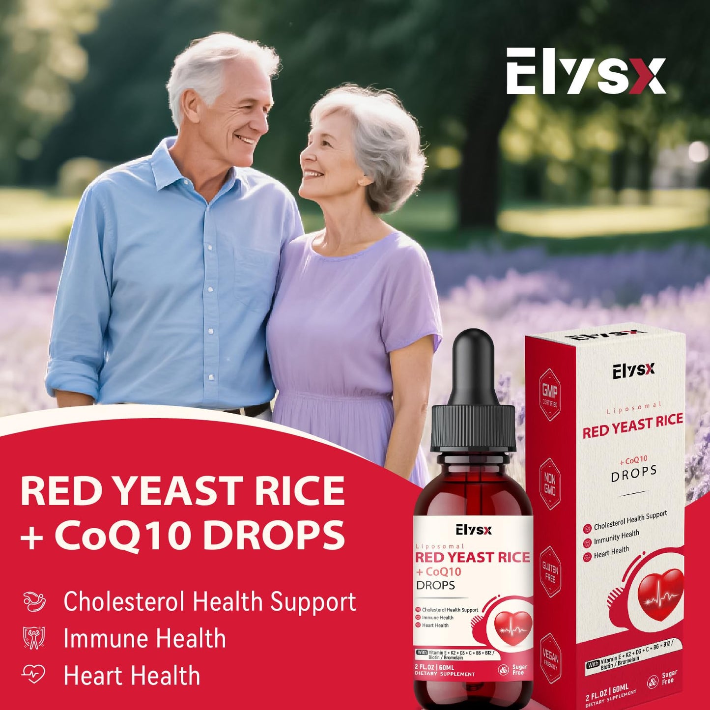 Elysx Liposomal Red Yeast Rice Drops with CoQ10 | Cholesterol Support, Immune & Heart Health