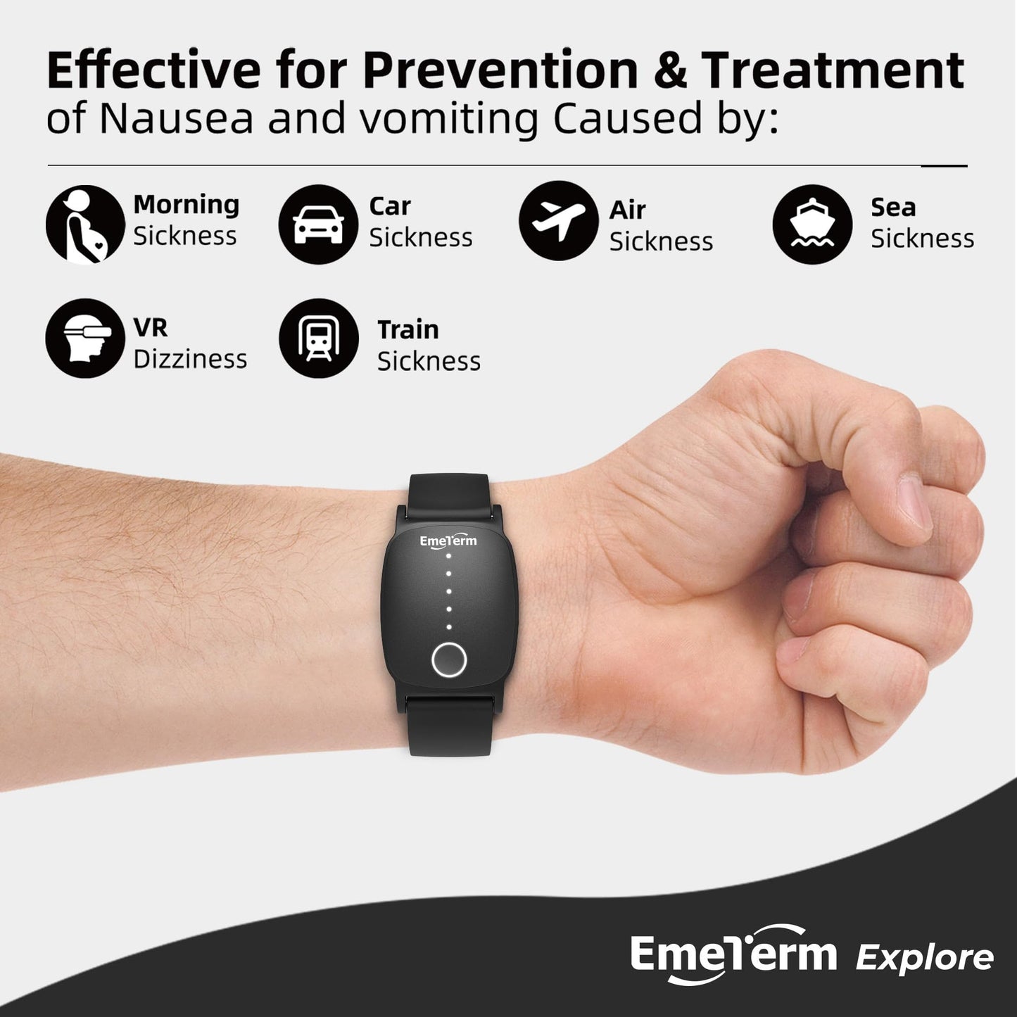 EmeTerm Explore FDA-Cleared Galaxy Black & Navy Blue Anti-Nausea Wristband | Waterproof, Rechargeable, Drug-Free (2 Pack)