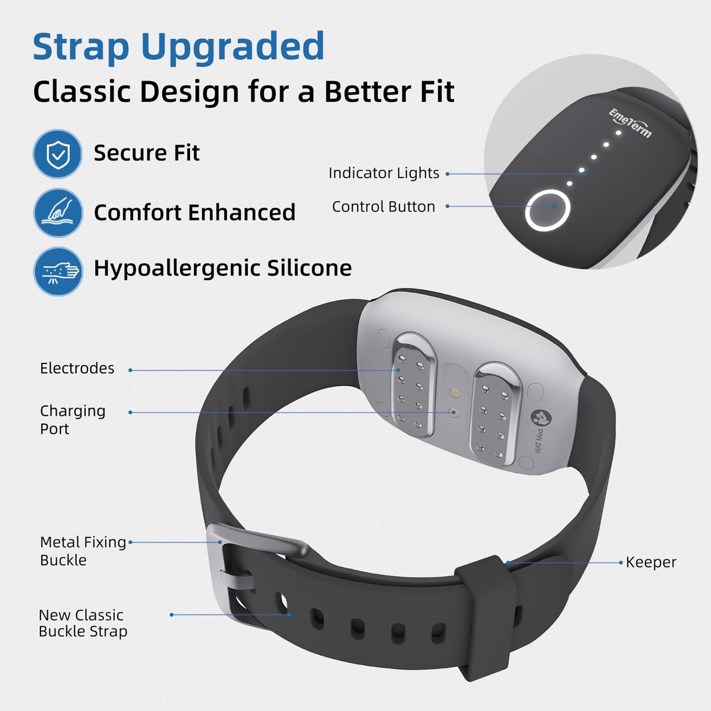 EmeTerm Fashion – FDA-Cleared Nausea Relief Wristband (Drug-Free, Rechargeable) for Morning, Motion & Travel Sickness