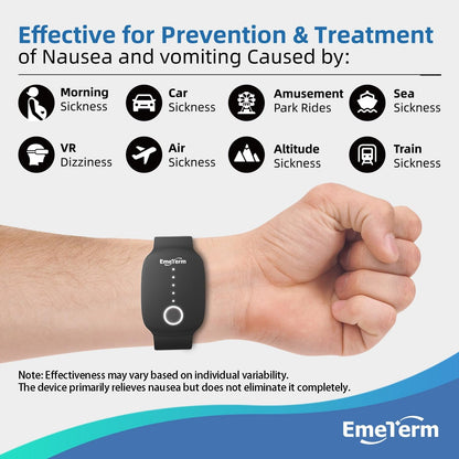 EmeTerm Fashion – FDA-Cleared Nausea Relief Wristband (Drug-Free, Rechargeable) for Morning, Motion & Travel Sickness
