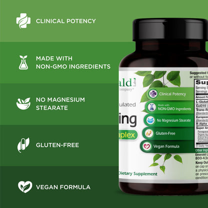 Emerald Labs Anti-Aging Cellular Complex | Setria L-Glutathione, CoQ10 & Resveratrol - 60 Veggie Capsules