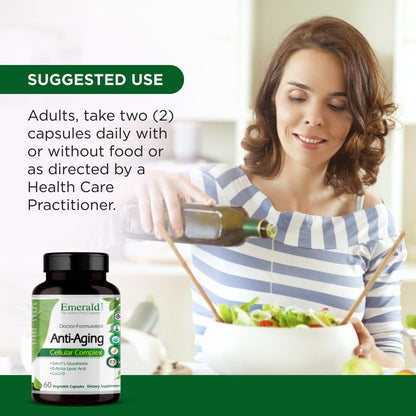 Emerald Labs Anti-Aging Cellular Complex | Setria L-Glutathione, CoQ10 & Resveratrol - 60 Veggie Capsules