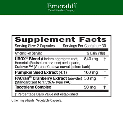 EMERALD LABS Bladder Health - Cranberry Extract Supplement with Pumpkin Seed & Horsetail | Urinary Tract Support | 60 Veg Capsules (30-Day Supply)