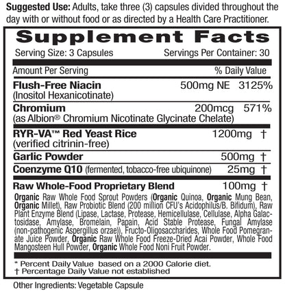 Emerald Labs Cholesterol Health - CoQ10, Flush-Free Niacin, RYR-VA, Garlic - 90 Veg Capsules