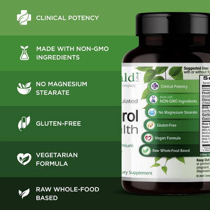 Emerald Labs Cholesterol Health - CoQ10, Flush-Free Niacin, RYR-VA, Garlic - 90 Veg Capsules