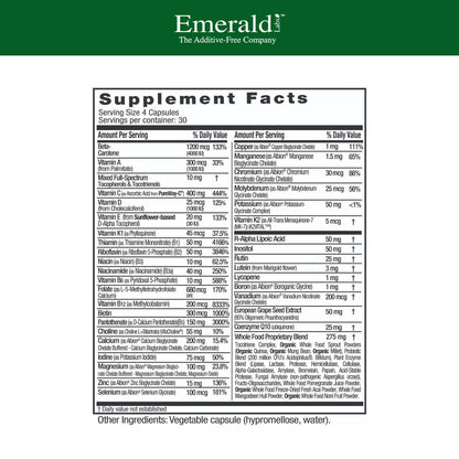 EMERALD LABS Complete Clinical Multi - Multivitamin for Gut Health & Immune Support | 120 Veg Capsules
