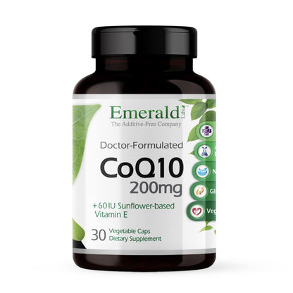 EMERALD LABS CoQ10 200mg - Premium Wellness with Vitamin E (30-day)