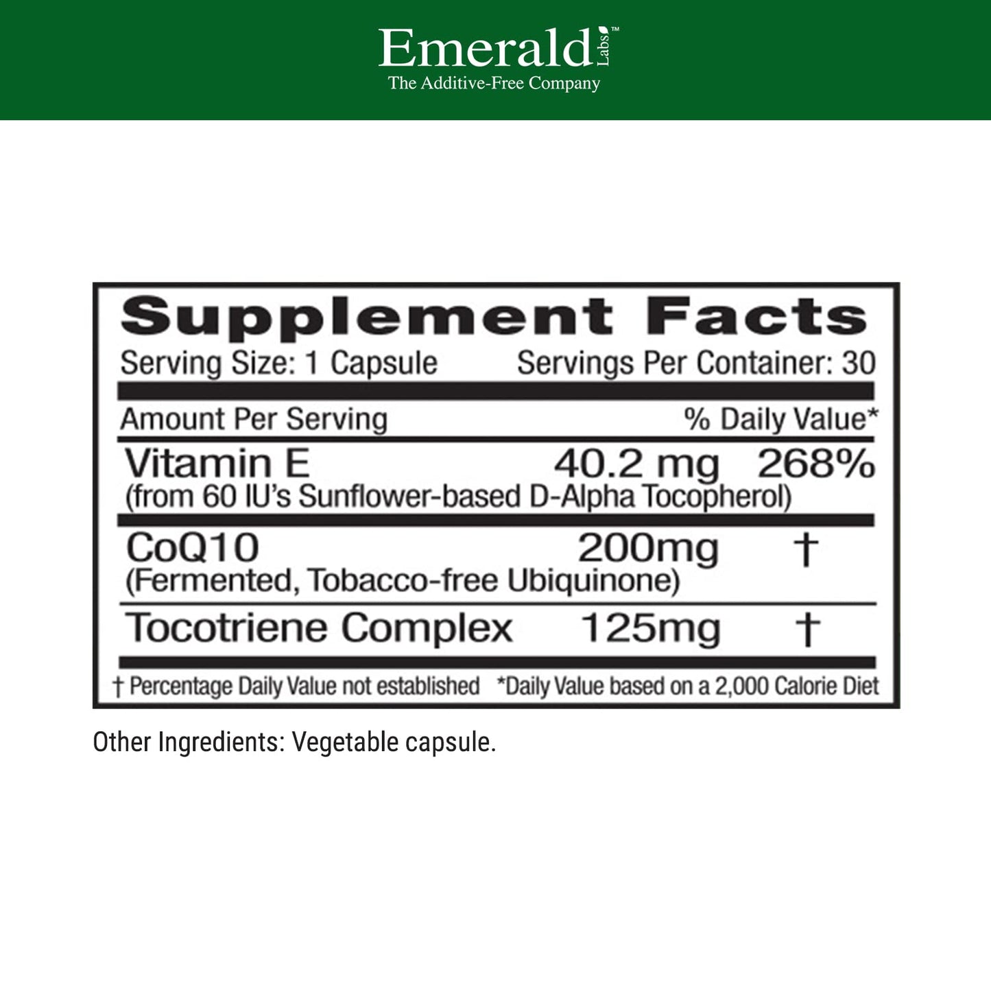 EMERALD LABS CoQ10 200mg - Premium Wellness with Vitamin E (30-day)