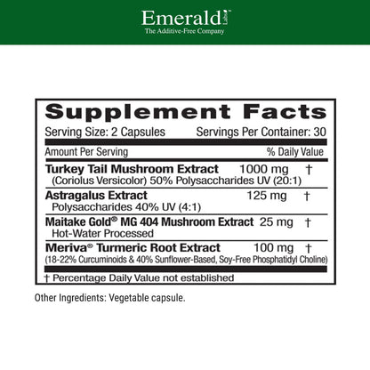 Emerald Labs Deep Immune Health - Immune Support (60 Veg Capsules) with Maitake, Meriva Turmeric & Astragalus