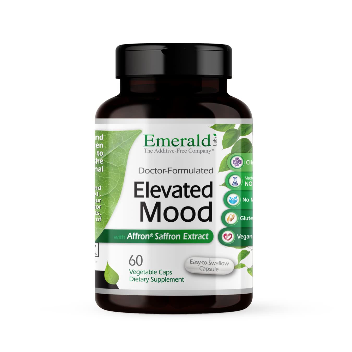 Emerald Labs Elevated Mood: Stress Management Supplement with Sensoril Ashwagandha & Affron Saffron - 60 Vegetable Capsules (30-Day Supply)
