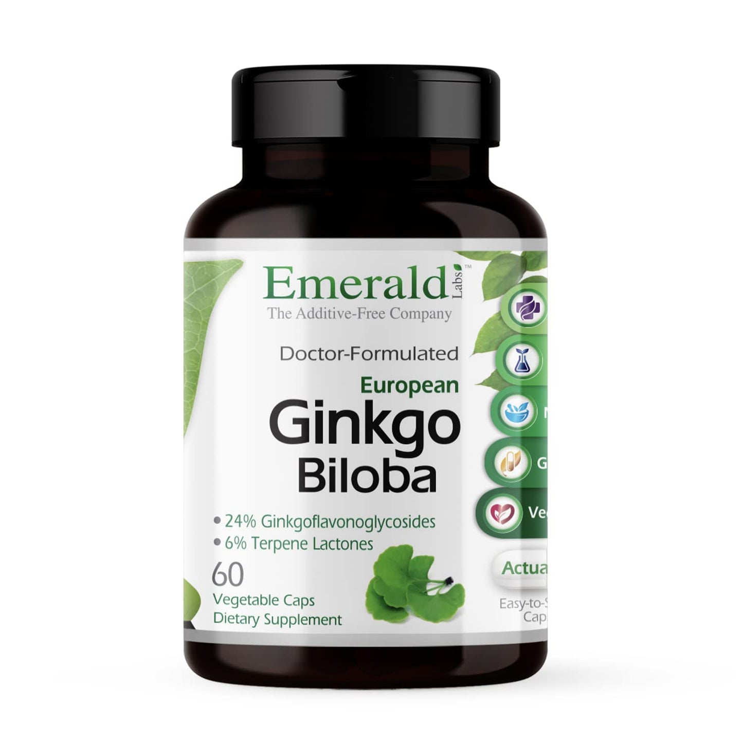 Emerald Labs Ginkgo Biloba Extract - Brain Health & Antioxidant Support - 60 Veg Capsules
