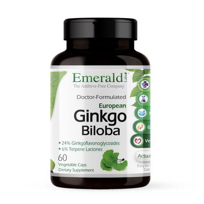 Emerald Labs Ginkgo Biloba Extract - Brain Health & Antioxidant Support - 60 Veg Capsules