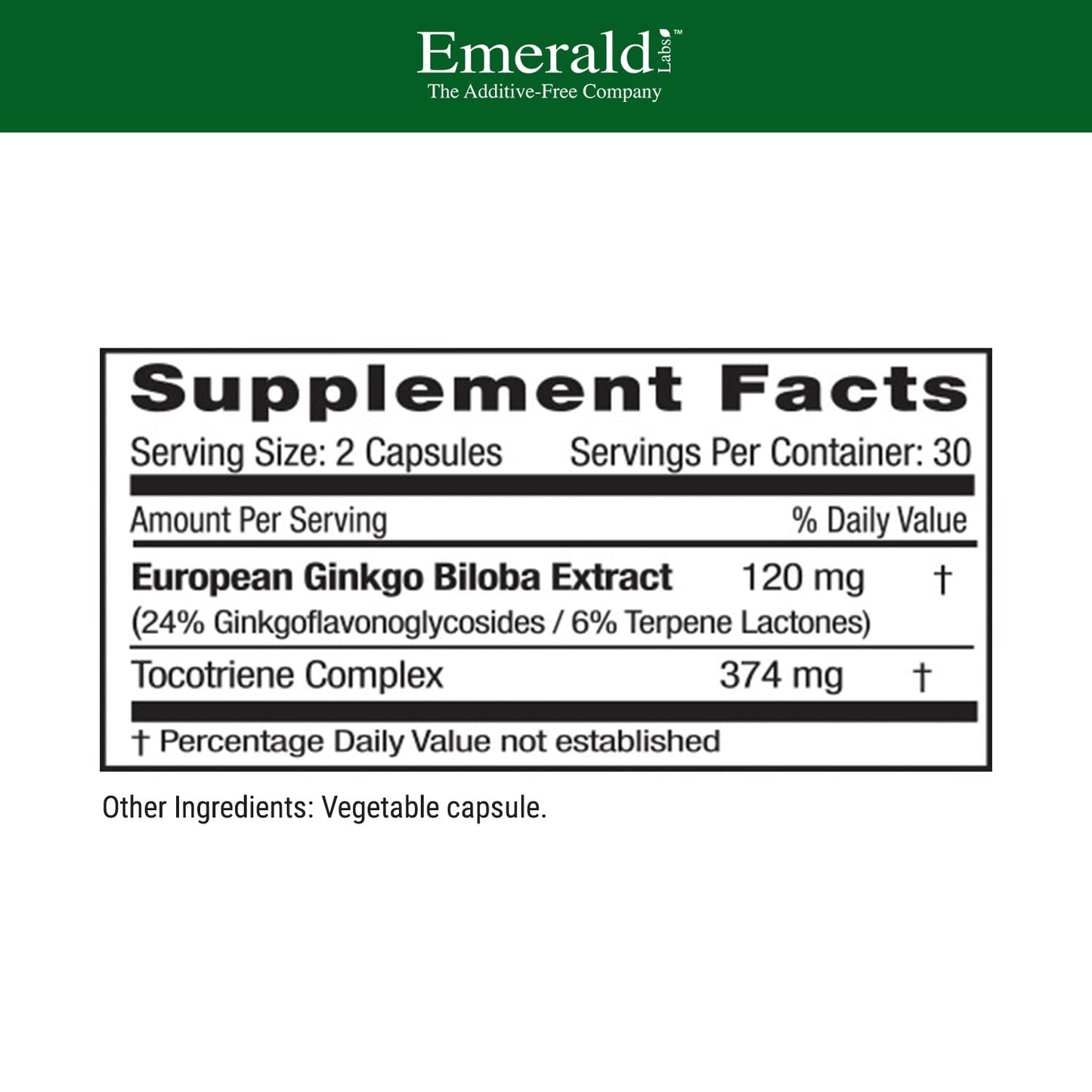Emerald Labs Ginkgo Biloba Extract - Brain Health & Antioxidant Support - 60 Veg Capsules