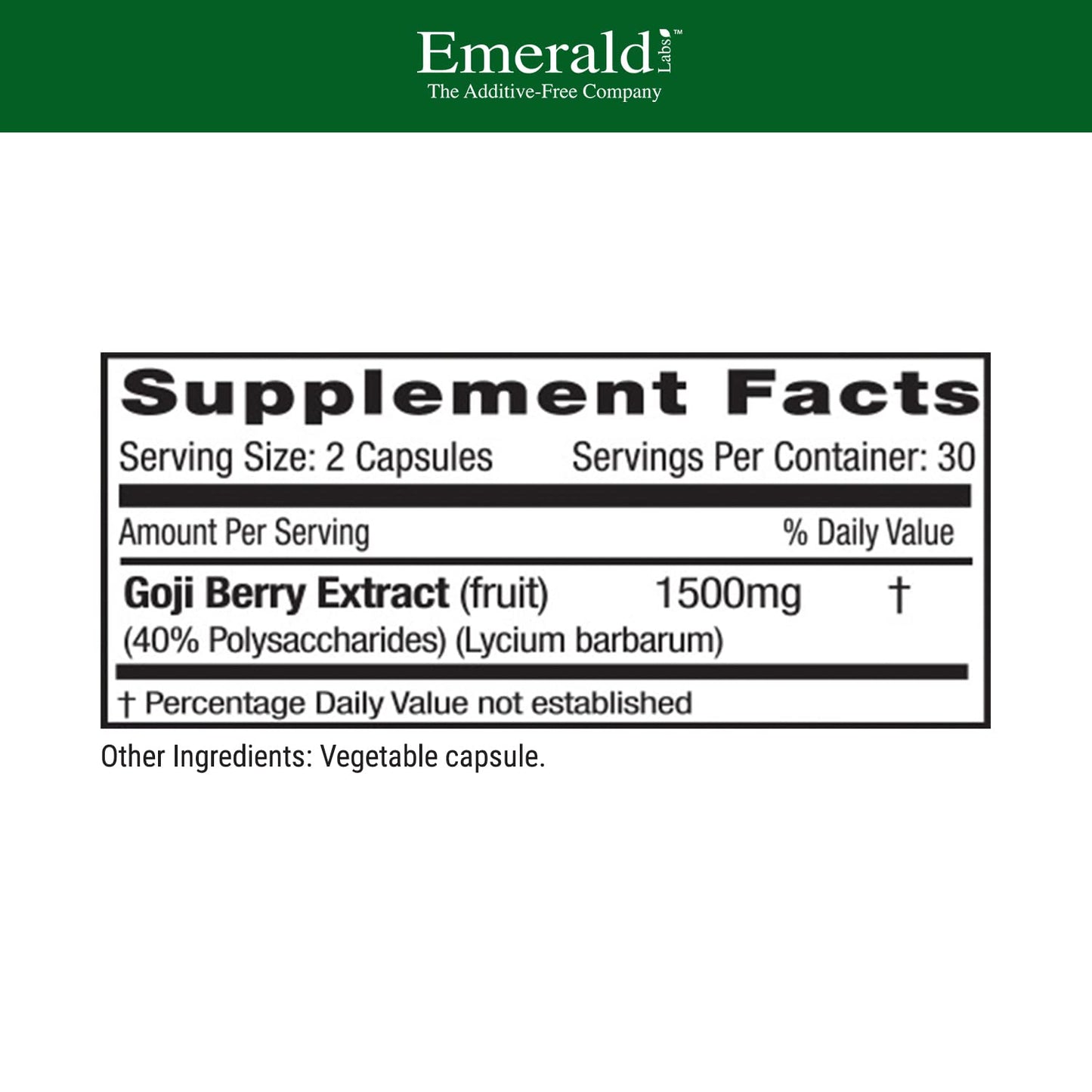 Emerald Labs Goji Berry – Immune & Liver Health Support, 60 Veg Capsules (30-Day Supply) – Vegan & Gluten-Free