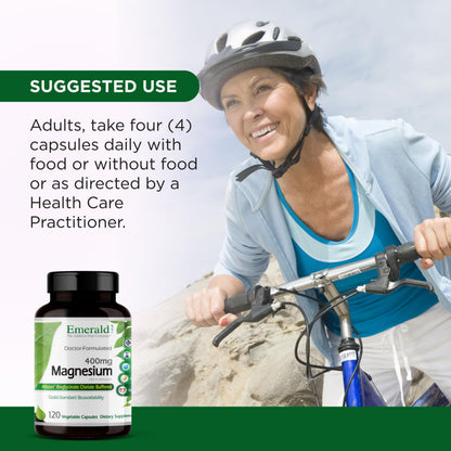 Emerald Labs Magnesium 400mg – Albion Chelated Magnesium for Bone & Sleep (120 Veggie Capsules)