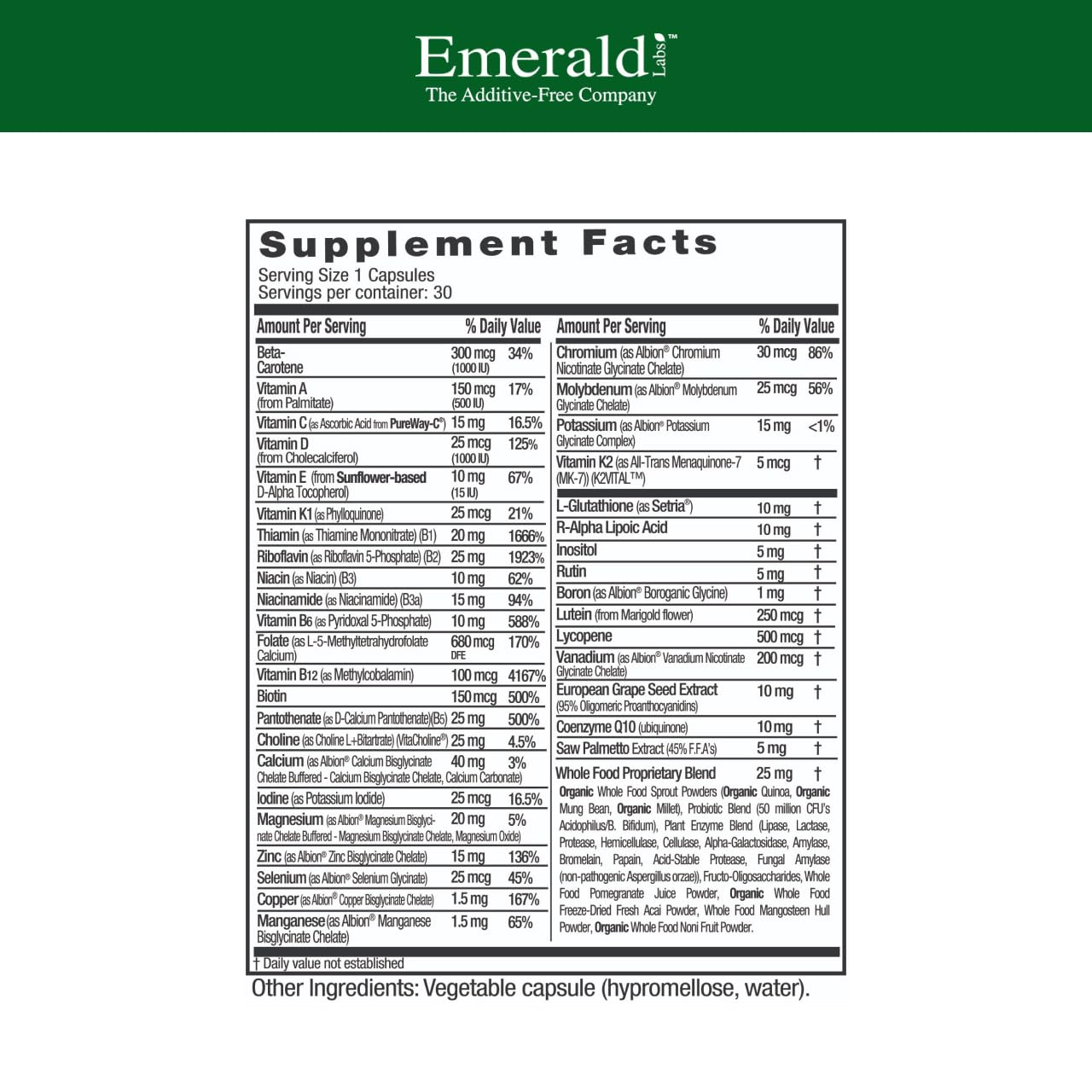 EMERALD LABS Men's 45+ 1-Daily Multi – Saw Palmetto, Lycopene & More | Heart, Bone & Immune Support