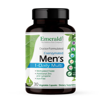 EMERALD LABS Men's 1 Daily Multi – Additive-Free Multivitamin with Vitamin D3, Zinc & Lycopene (30 Veg Capsules)