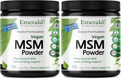 Emerald Labs MSM Powder – Plant-Sourced 4000mg per Serving, Vegan & Gluten-Free – 16 oz (Pack of 2)