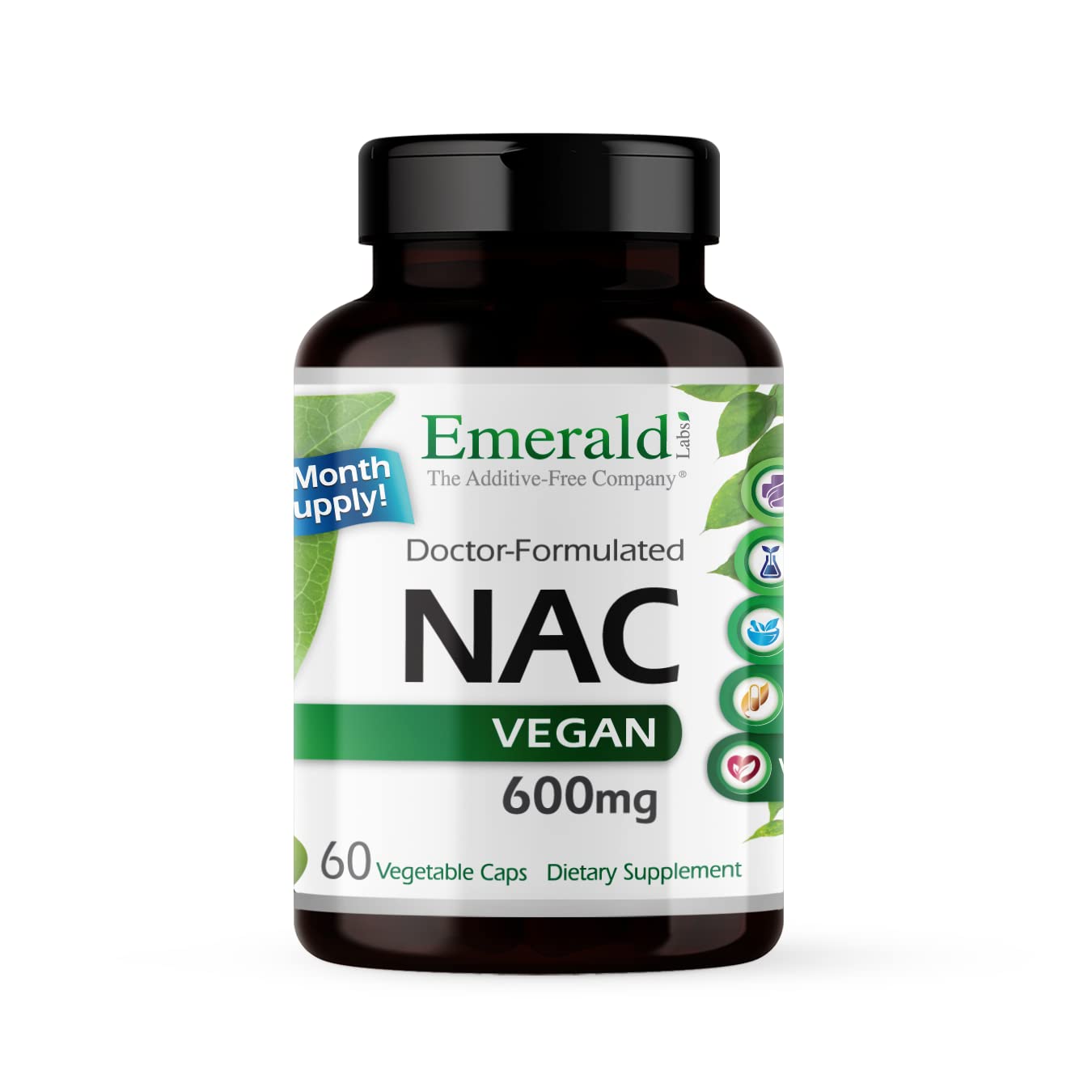 Emerald Labs NAC 600mg – N-Acetyl-L-Cysteine, Vegan Detox Support, 60 Capsules