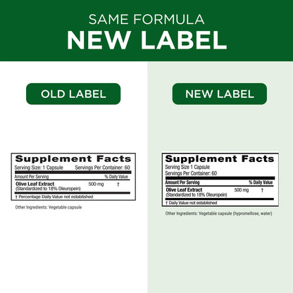 Emerald Labs Mediterranean Olive Leaf 500mg - Gluten-Free Vegan Olive Leaf Extract | 60 Veg Capsules