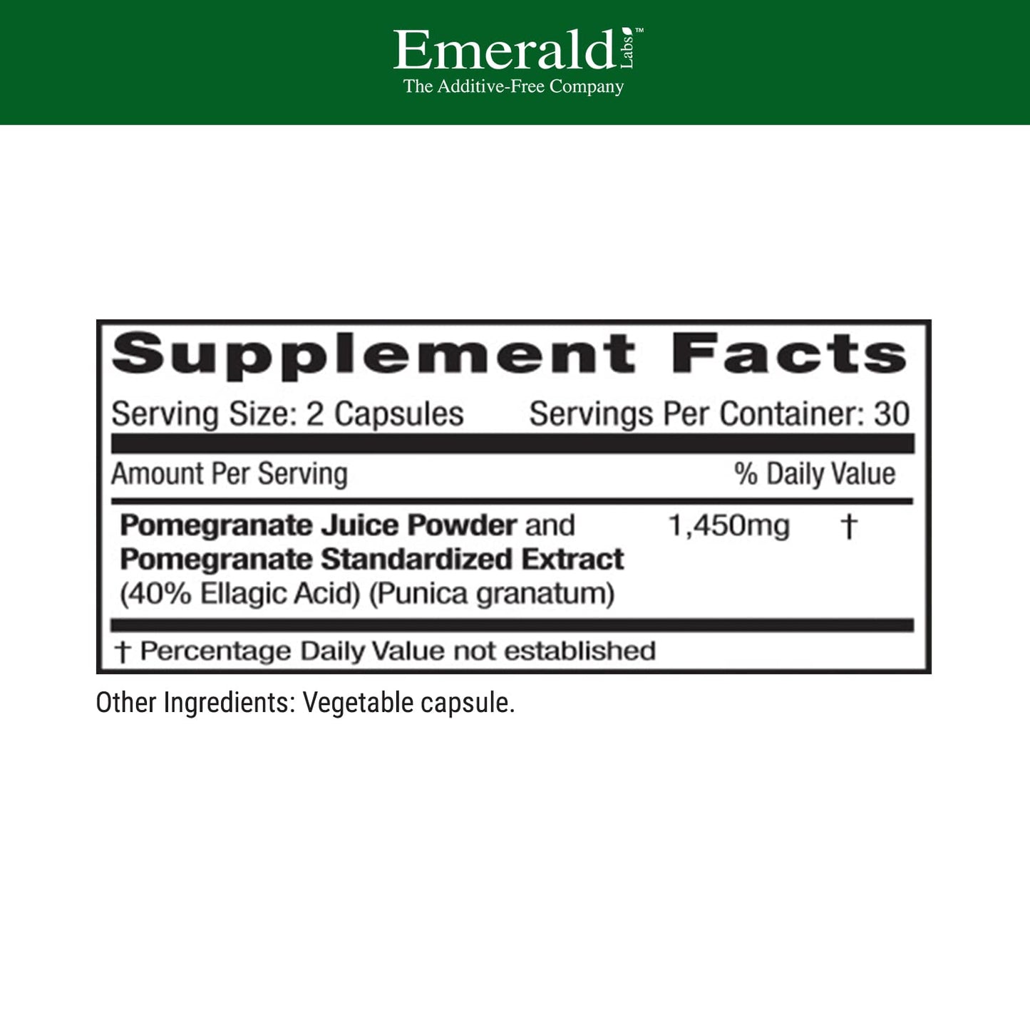 Emerald Labs Pomegranate Extract - 60 Vegetable Capsules (30-Day Supply) | Immune Support & Heart Health | 40% Ellagic Acid