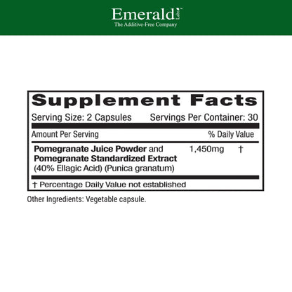 Emerald Labs Pomegranate Extract - 60 Vegetable Capsules (30-Day Supply) | Immune Support & Heart Health | 40% Ellagic Acid