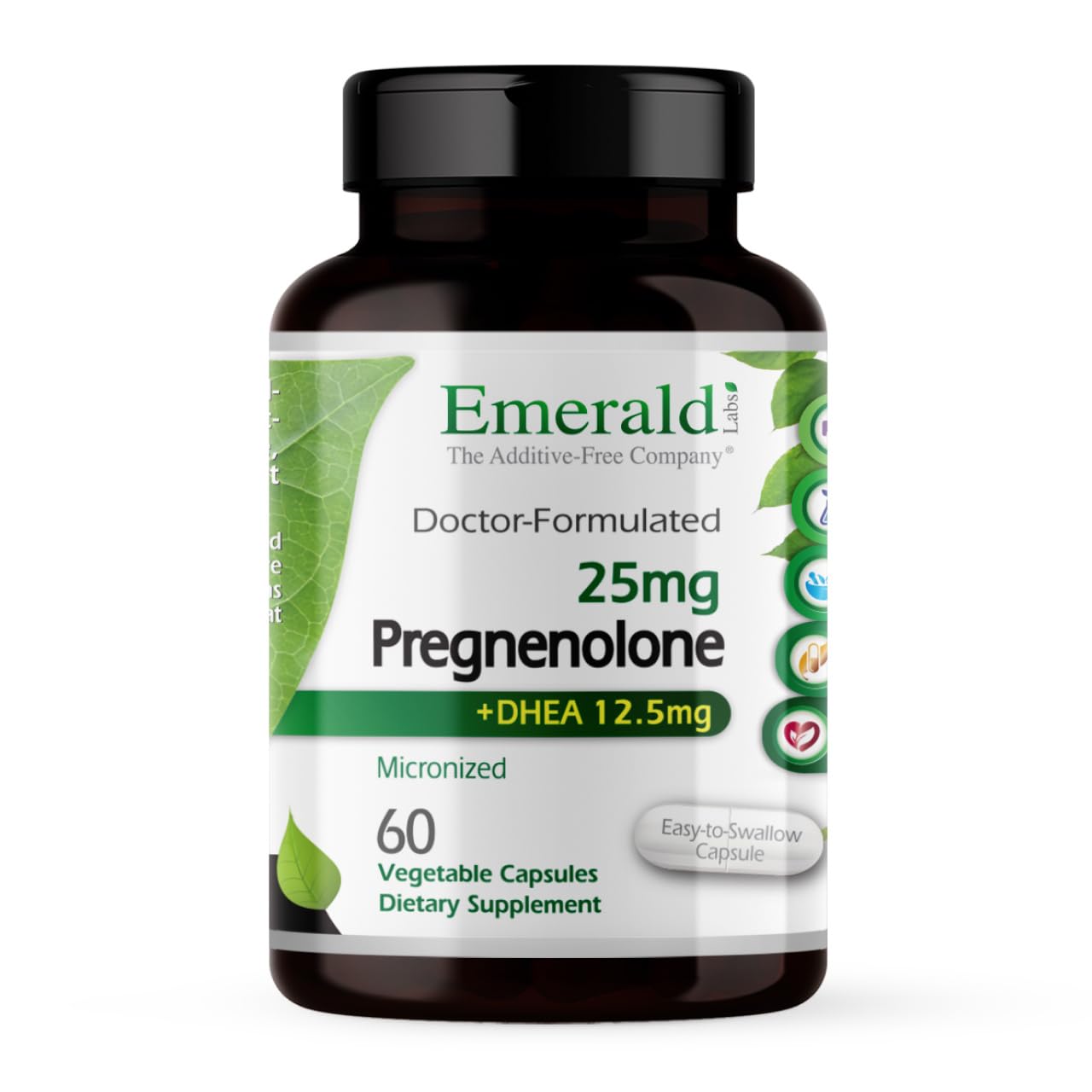 EMERALD LABS Pregnenolone 50mg + DHEA 25mg – 60 Veg Capsules (30-Day) | Brain Health, Immunity & Hormone Support | Gluten-Free