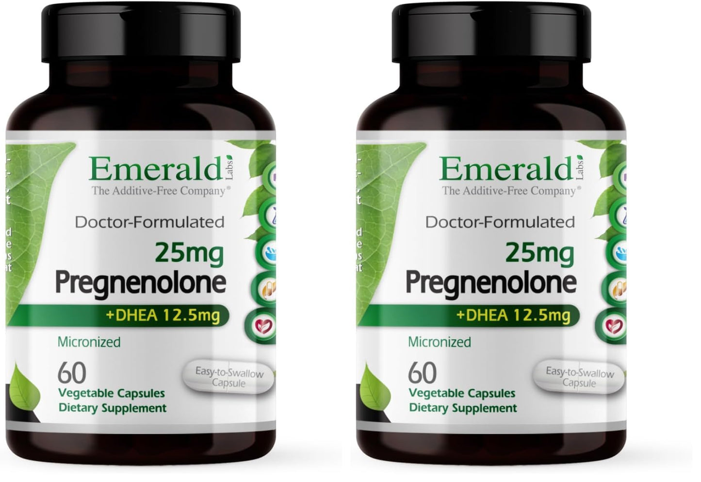 EMERALD LABS Pregnenolone 50mg + DHEA 25mg – 60 Veg Caps (Pack of 2) – Gluten-Free