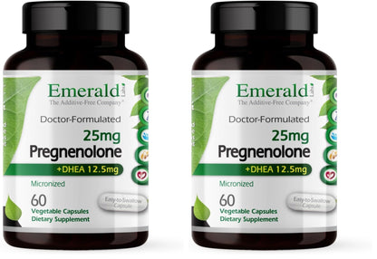 EMERALD LABS Pregnenolone 50mg + DHEA 25mg – 60 Veg Caps (Pack of 2) – Gluten-Free