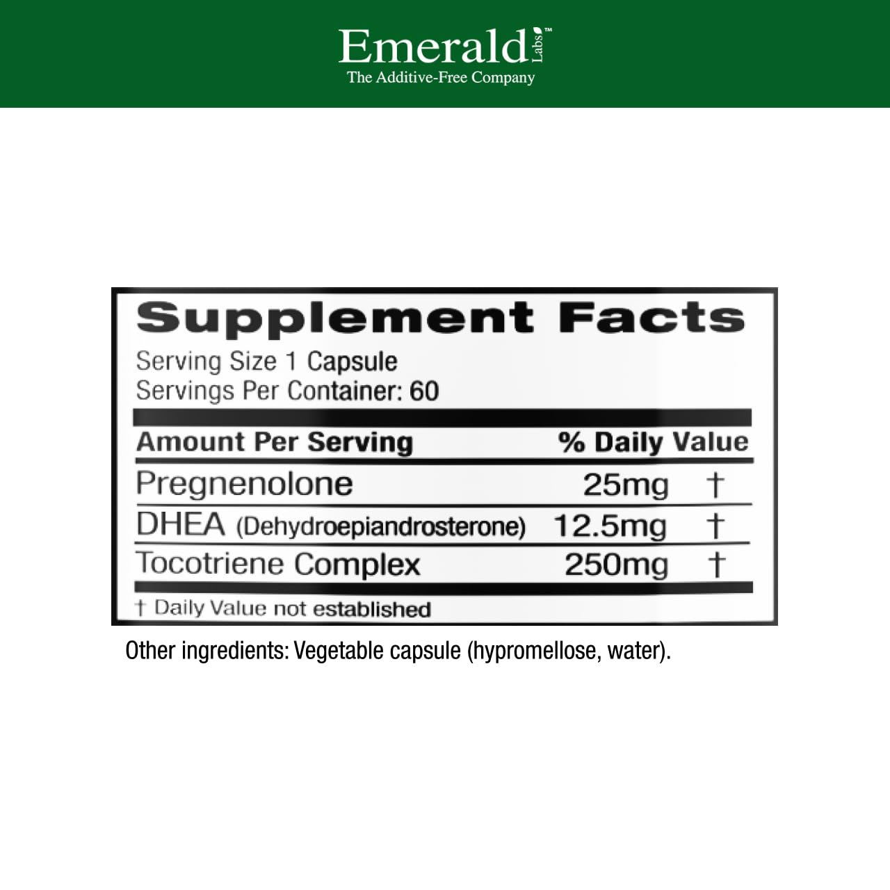 EMERALD LABS Pregnenolone 50mg + DHEA 25mg – 60 Veg Caps (Pack of 2) – Gluten-Free