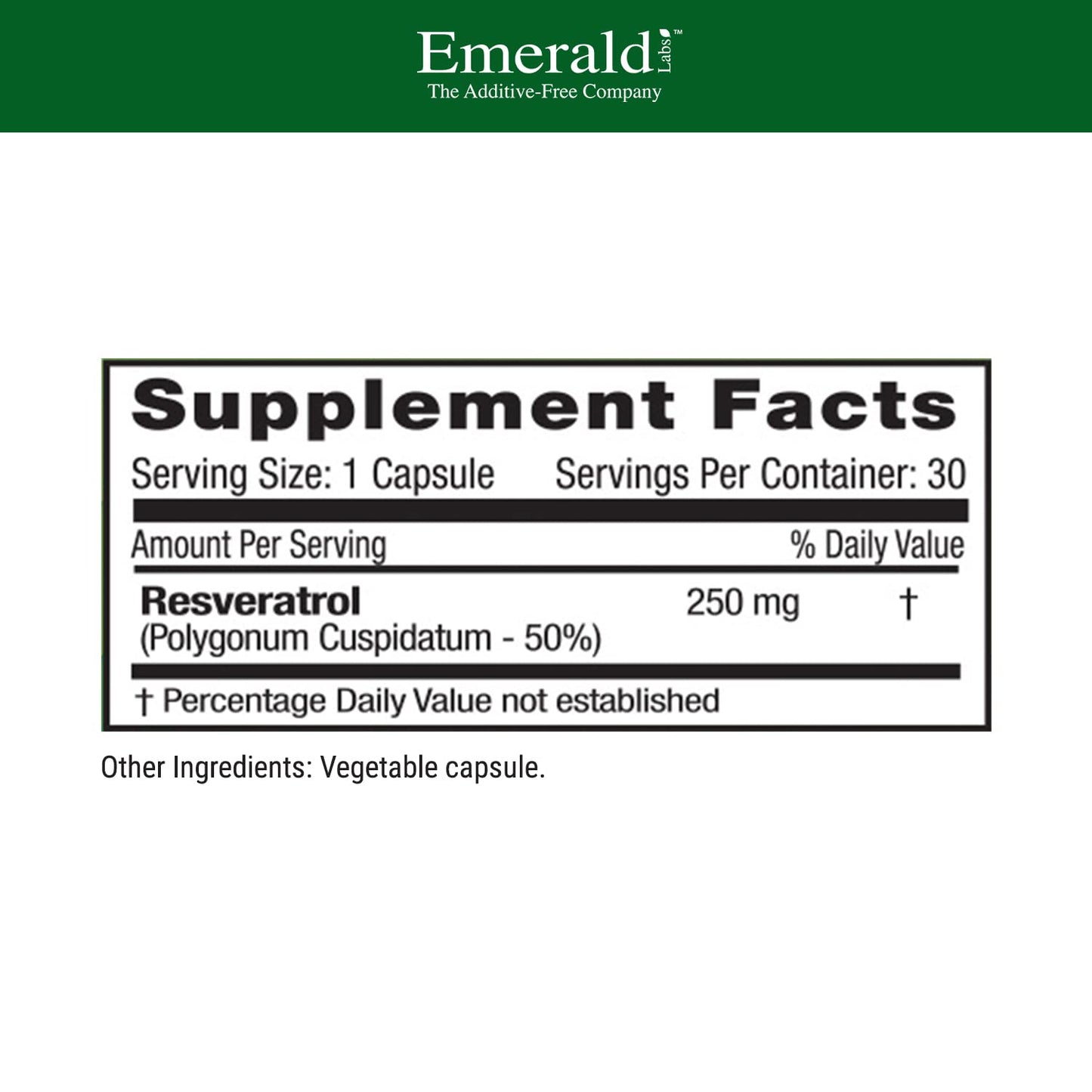Emerald Labs Resveratrol - Dietary Supplement with Resveratrol for Cellular and Cardiovascular Support - 30 Vegetable Capsules