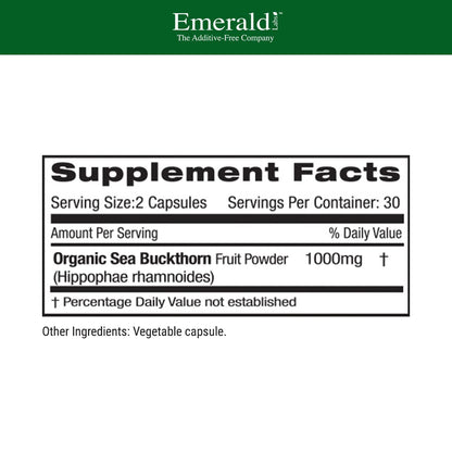 EMERALD LABS Sea Buckthorn - 60 Vegetable Capsules | Vitamins C, E & Omega-7 for Adrenal, Energy, Skin & Immune Health