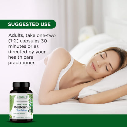 Emerald Labs Sweet Dreams Melatonin Time-Release – Sleep Support (60 Veg Caps)
