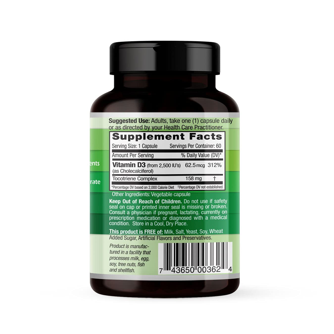 Emerald Labs Vitamin D3 2,500 IU – Bone, Immune & Heart Health – 60 Veg Capsules