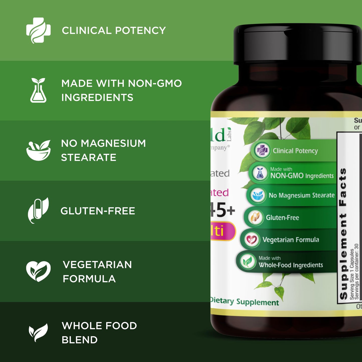 EMERALD LABS Women's 45+ 1-Daily Multi - 30 Veg Capsules - Gluten-Free