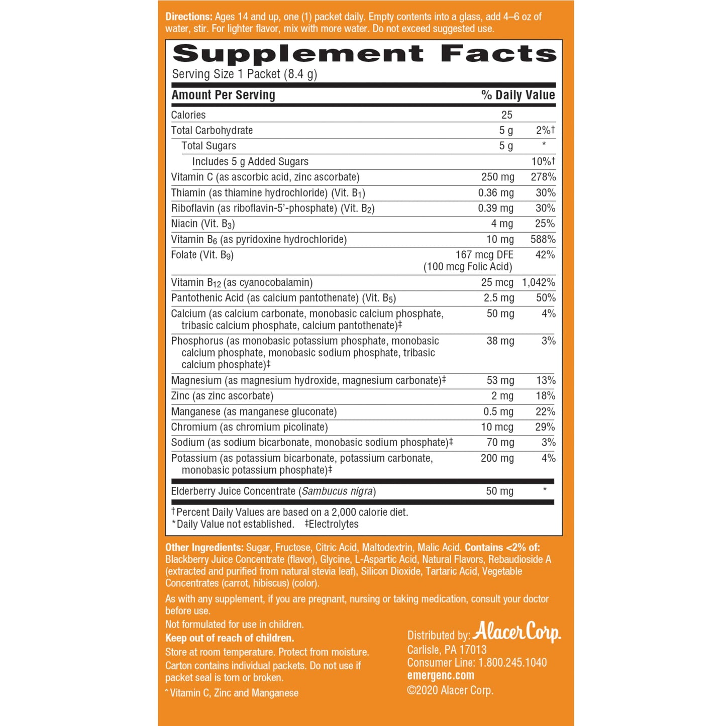 Emergen-C Elderberry Fizzy Drink Mix – Immune Support, Vitamin C, 18 Count