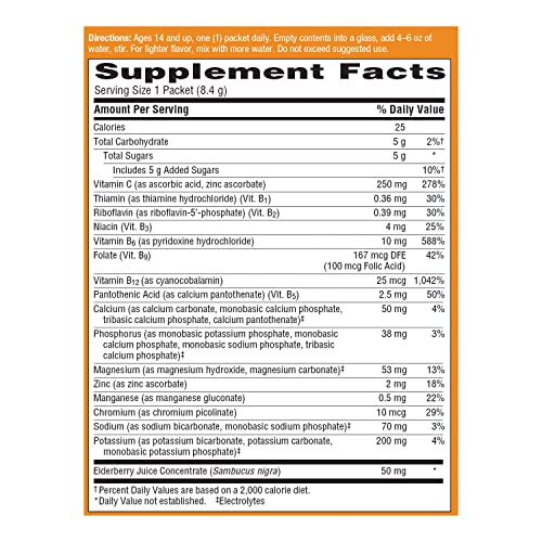 Emergen-C Elderberry Fizzy Drink Mix – Immune Support, Vitamin C, 18 Count