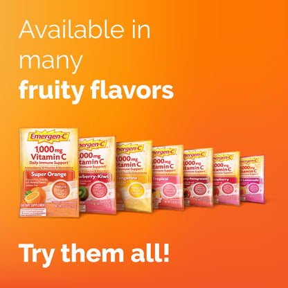 Emergen-C 1000mg Vitamin C Powder – Immune Support, Orange Flavor, 60 Count