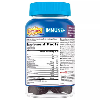 Emergen-C Immune+ Gummies Elderberry - 750 mg Vitamin C, Vitamin D, Zinc (36 ct)