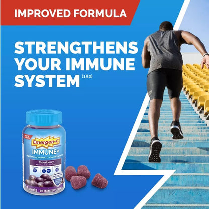Emergen-C Immune+ Gummies Elderberry - 750 mg Vitamin C, Vitamin D, Zinc (36 ct)